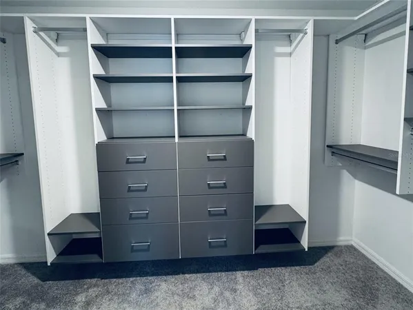 a room with a furniture and a walk in closet