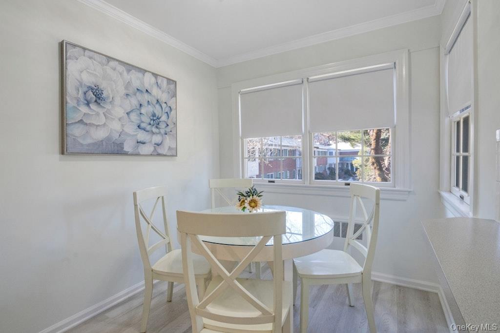 590 Bedford Road, Unit 2 Pleasantville, NY 10570 - Photo 13 of 30 Sun-filled eat-kitchen with a dining table surrounded by windows, creating a bright and cheerful space for everyday meals.