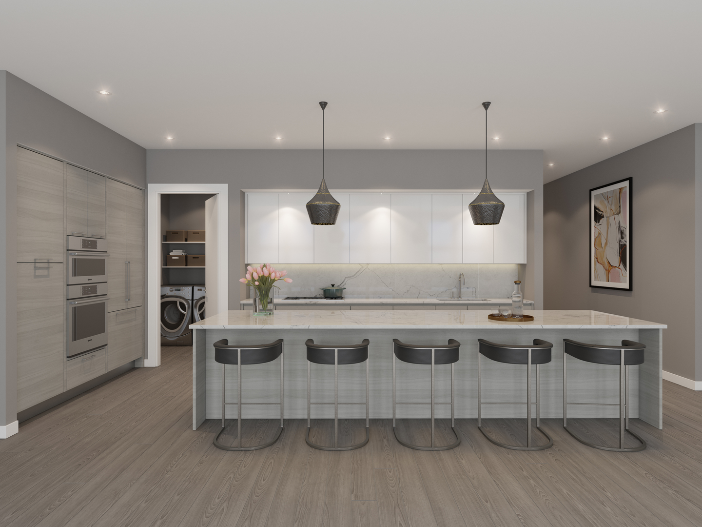 6 North Carpenter Street, Unit PHA Chicago, IL 60607 - Photo 5 of 8 a kitchen with a stove a window and wooden floor