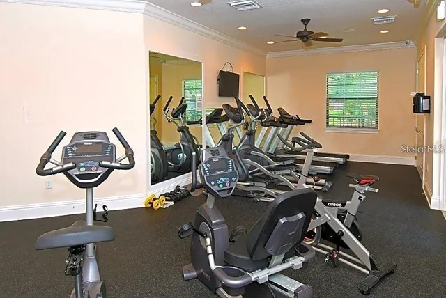 a view of a room with gym equipment