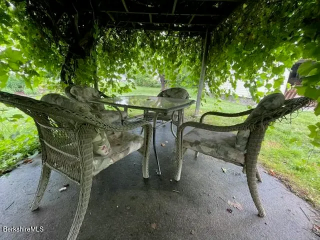 a view of an outdoor sitting area