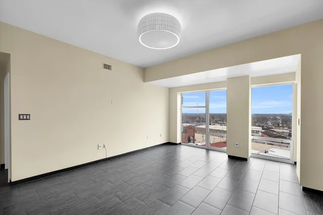 a view of a large building with a city view