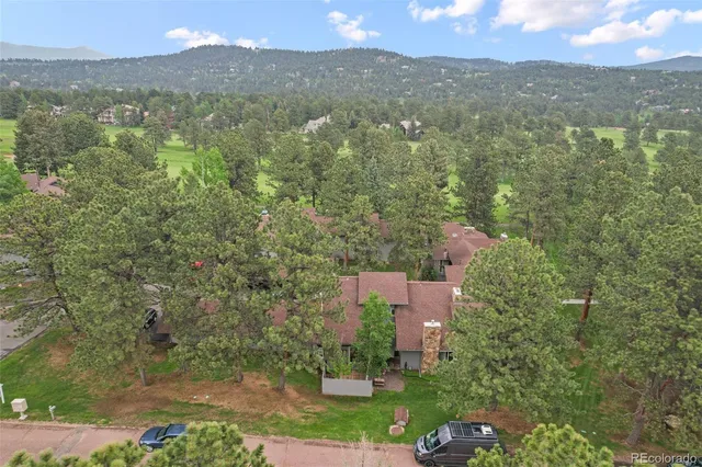 a view of a city and mountains