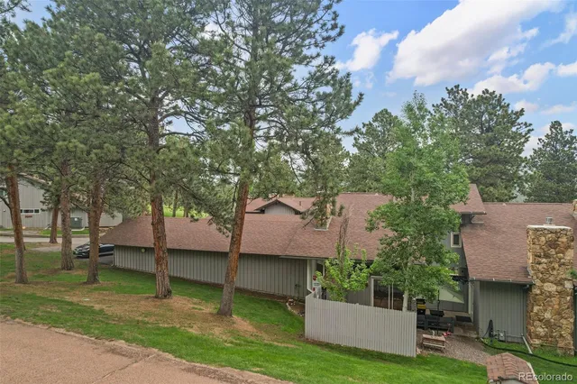 a view of a house with a backyard and a tree