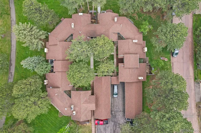 an aerial view of a house
