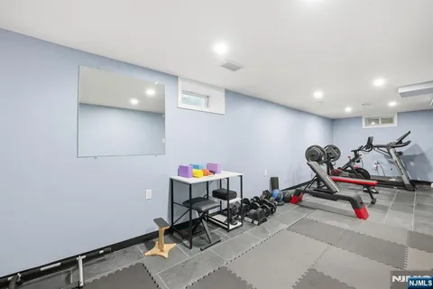 a room with gym equipment
