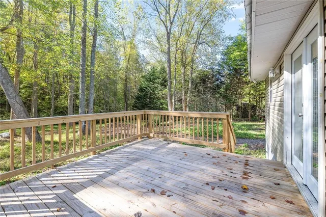 a view of a wooden deck