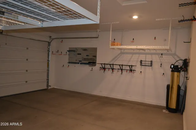 a view of a room with racks on the wall