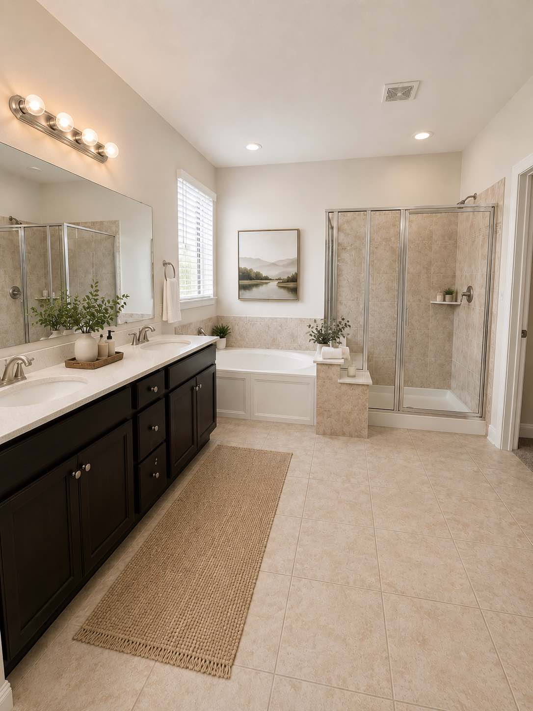 11306 Runnel Ridge Road Manor, TX 78653 - Photo 10 of 15 Relax in this well-appointed bathroom featuring a double vanity and a glass-enclosed shower.