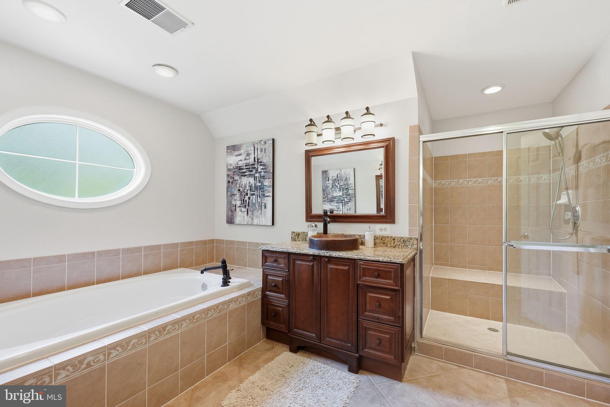 6075 Deer Ridge Trail Springfield, VA 22150 - Photo 22 of 61 a bathroom with a bath tub a sink and a mirror