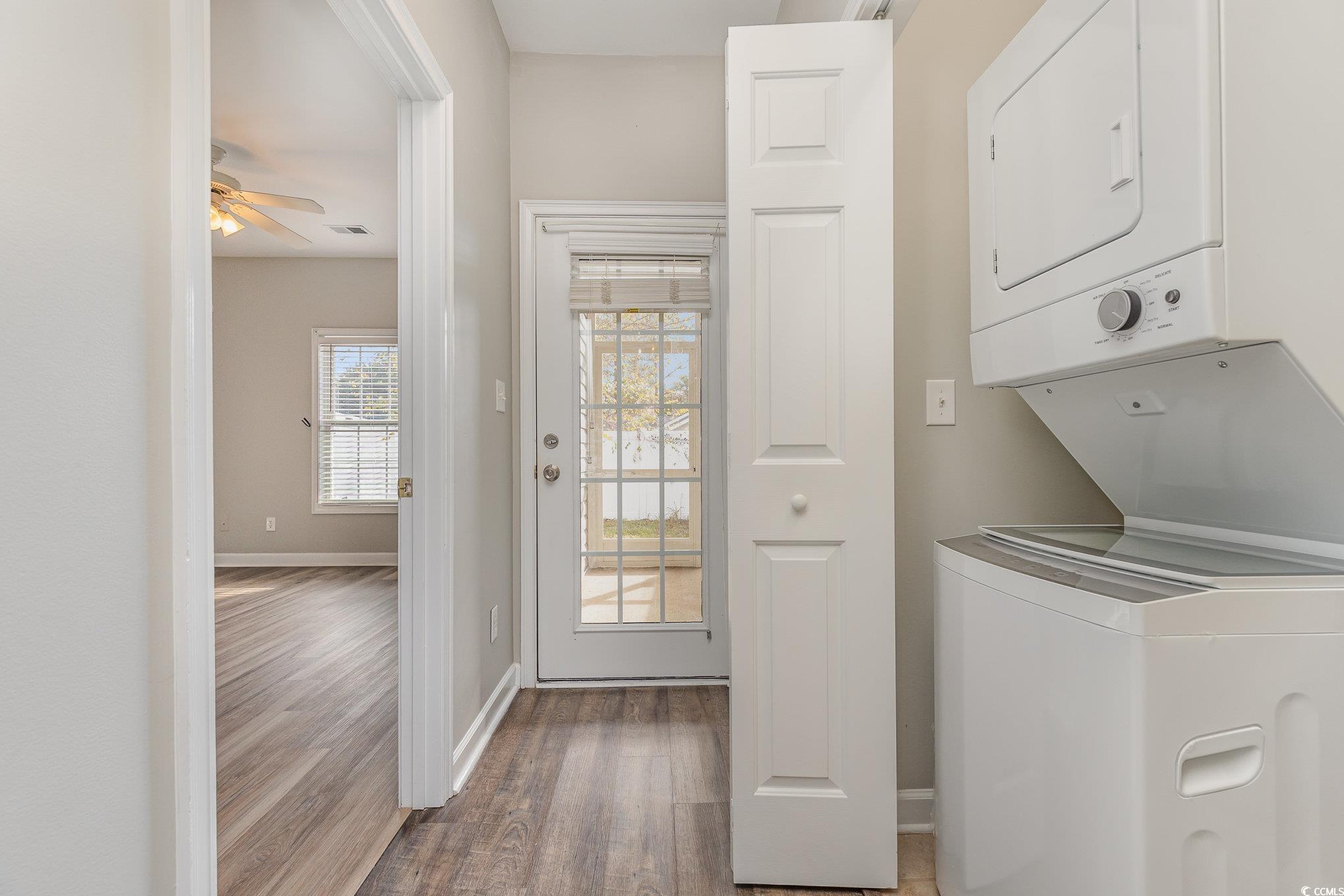 2740 Bayboro Street Loris, SC 29569 - Photo 25 of 40 Laundry area featuring ceiling fan, wood-type floo