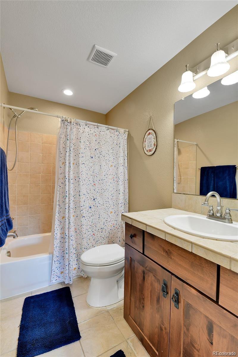 791 Elk Rest Road Evergreen, CO 80439 - Photo 36 of 39 a bathroom with a sink a toilet a mirror and shower