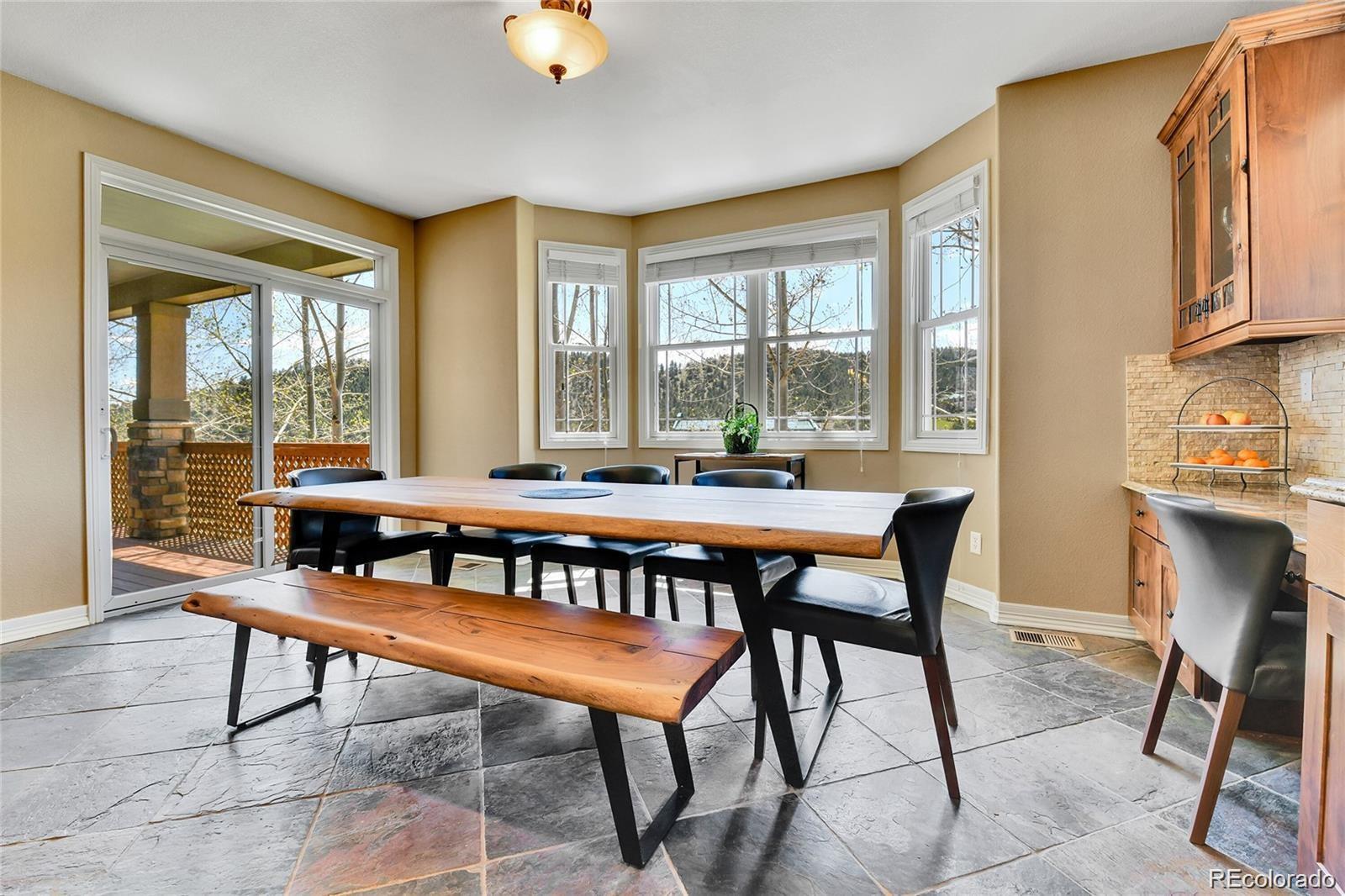 791 Elk Rest Road Evergreen, CO 80439 - Photo 10 of 39 a dining room with furniture and wooden floor