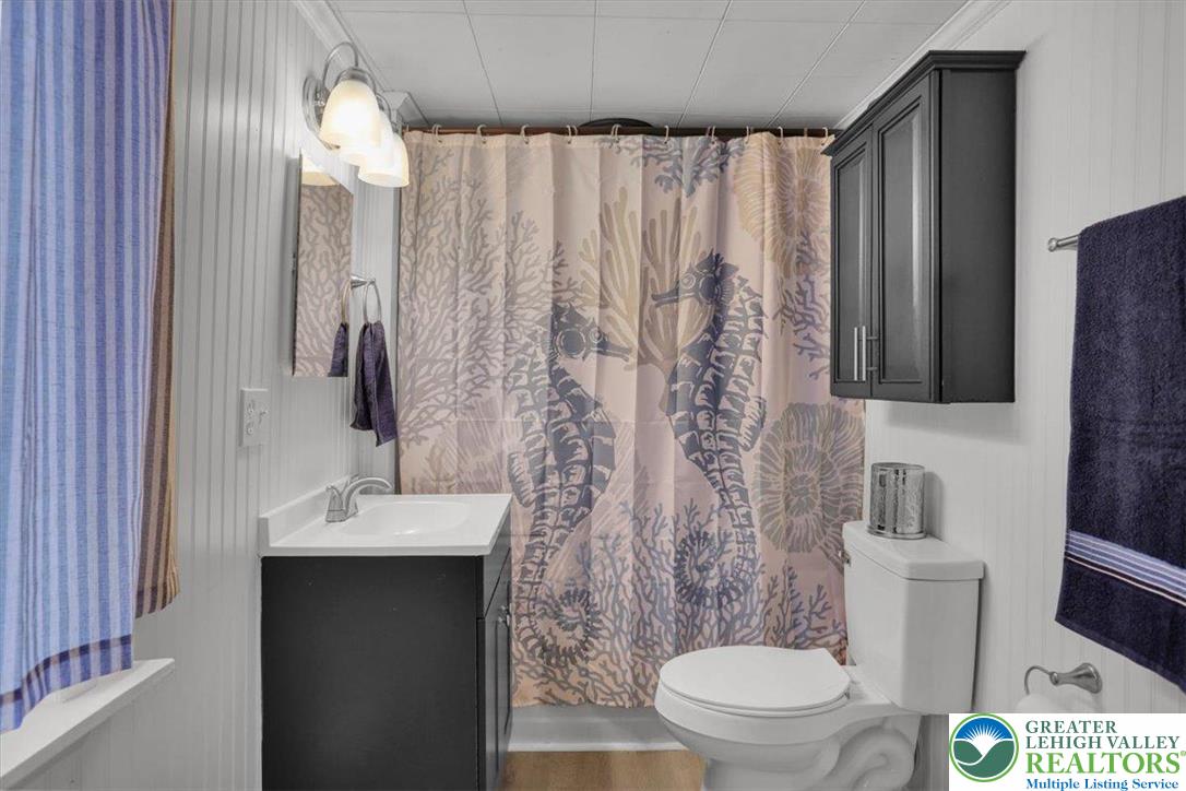 1825 Moselem Spring Road Hamburg, PA 19526 - Photo 15 of 24 a bathroom with a sink a toilet and shower curtain