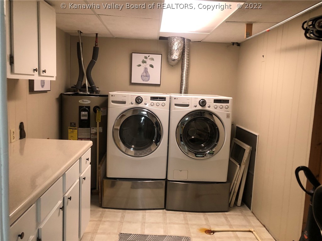 148 English Road East Point Pleasant, WV 25550 - Photo 27 of 44 LAUNDRY ROOM WITH STORAGE, WATER HEATER, WASHER DRYER STAY