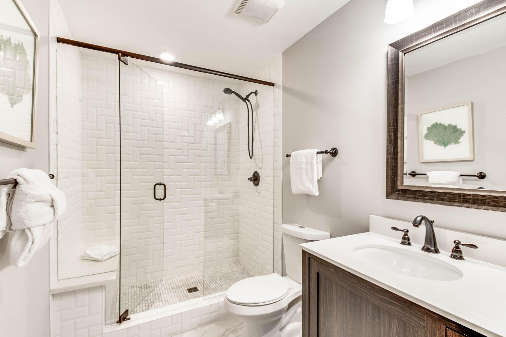 74 Pompano Street Inlet Beach, FL 32461 - Photo 13 of 46 a bathroom with a granite countertop sink a toilet and shower
