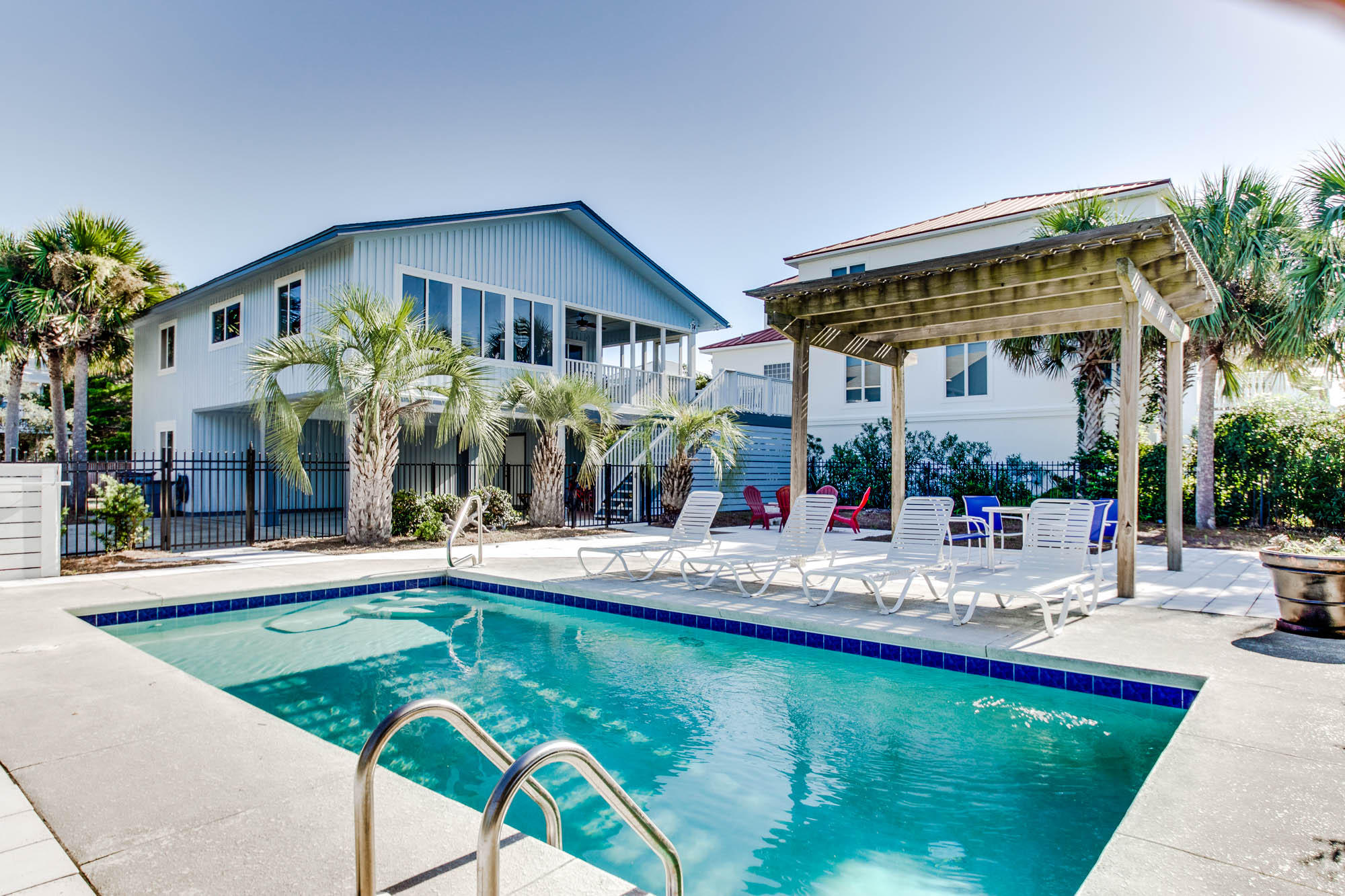 74 Pompano Street Inlet Beach, FL 32461 - Photo 22 of 46 a view of a house with a swimming pool