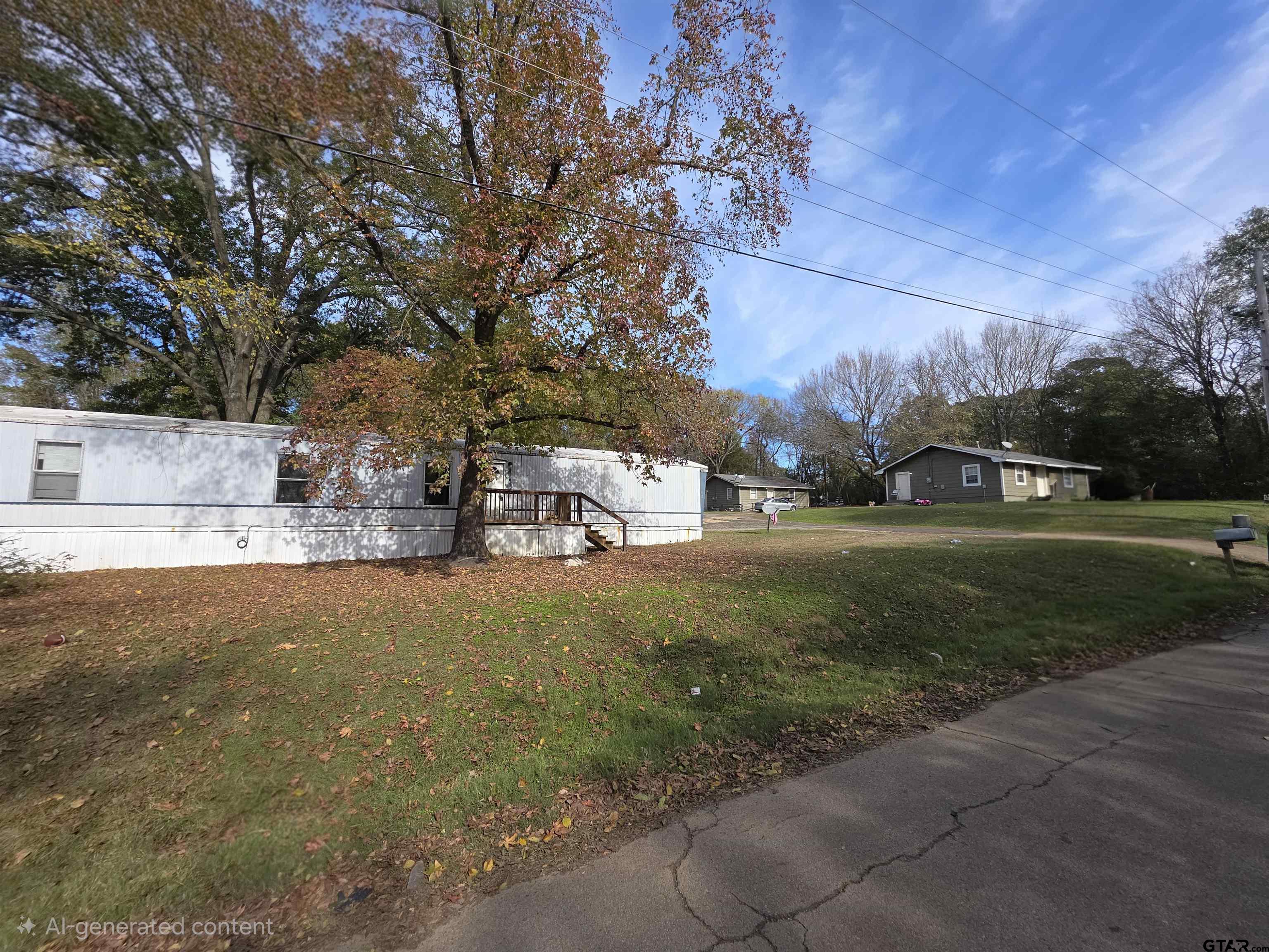 a view of road with large trees
