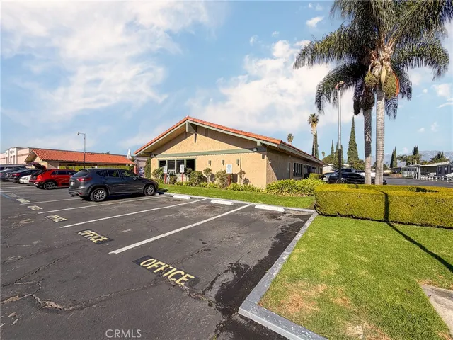 a view of a park with slide