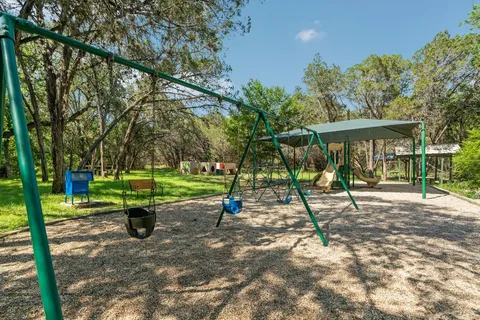a view of a park with slide