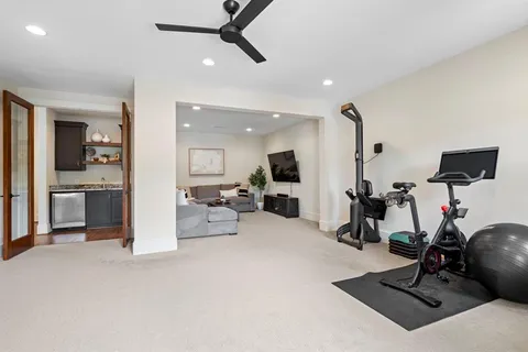 a view of a room with gym equipment