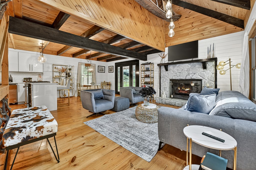 100 Stanley Creek Road Cherry Log, GA 30522 - Photo 16 of 81 a living room with furniture and a fireplace