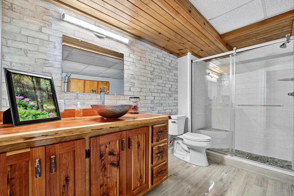 100 Stanley Creek Road Cherry Log, GA 30522 - Photo 76 of 81 a bathroom with a toilet a sink and shower