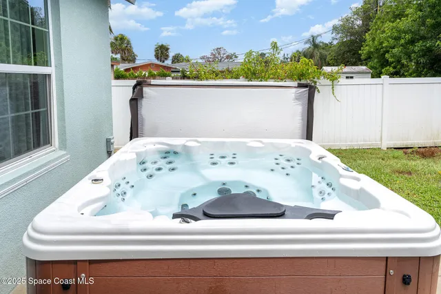 a view of a bathtub in balcony