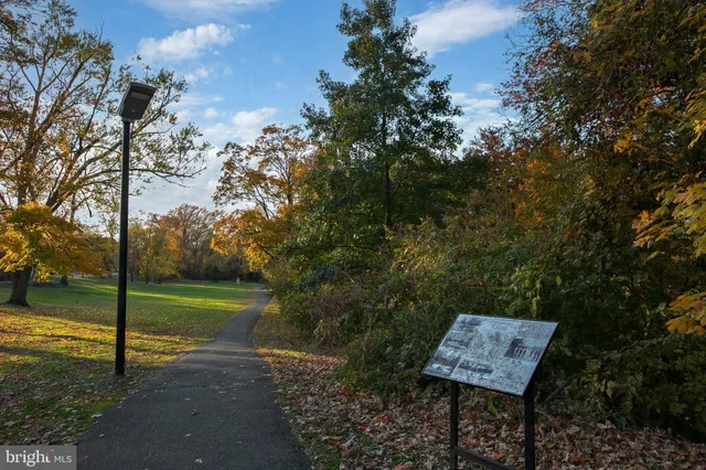 a view of a park with swings
