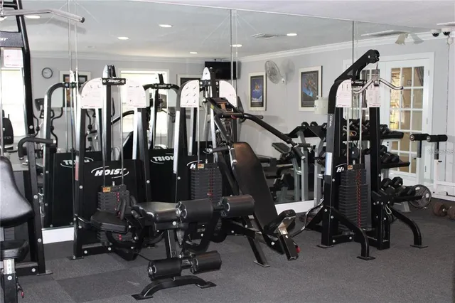 a view of a room with gym equipment