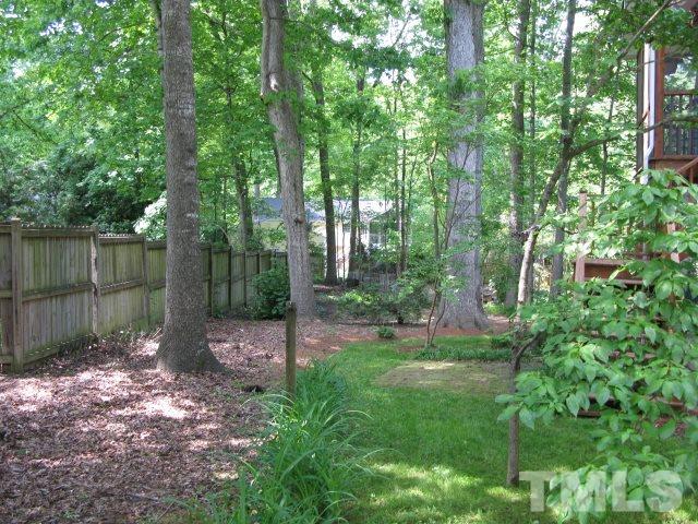 4201 Webster Court Raleigh, NC 27609 - Photo 24 of 25 a backyard of a house with lots of green space and fountain