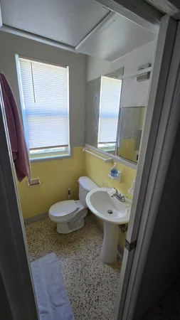 a bathroom with a sink and toilet