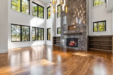 a view of an entryway with a fireplace