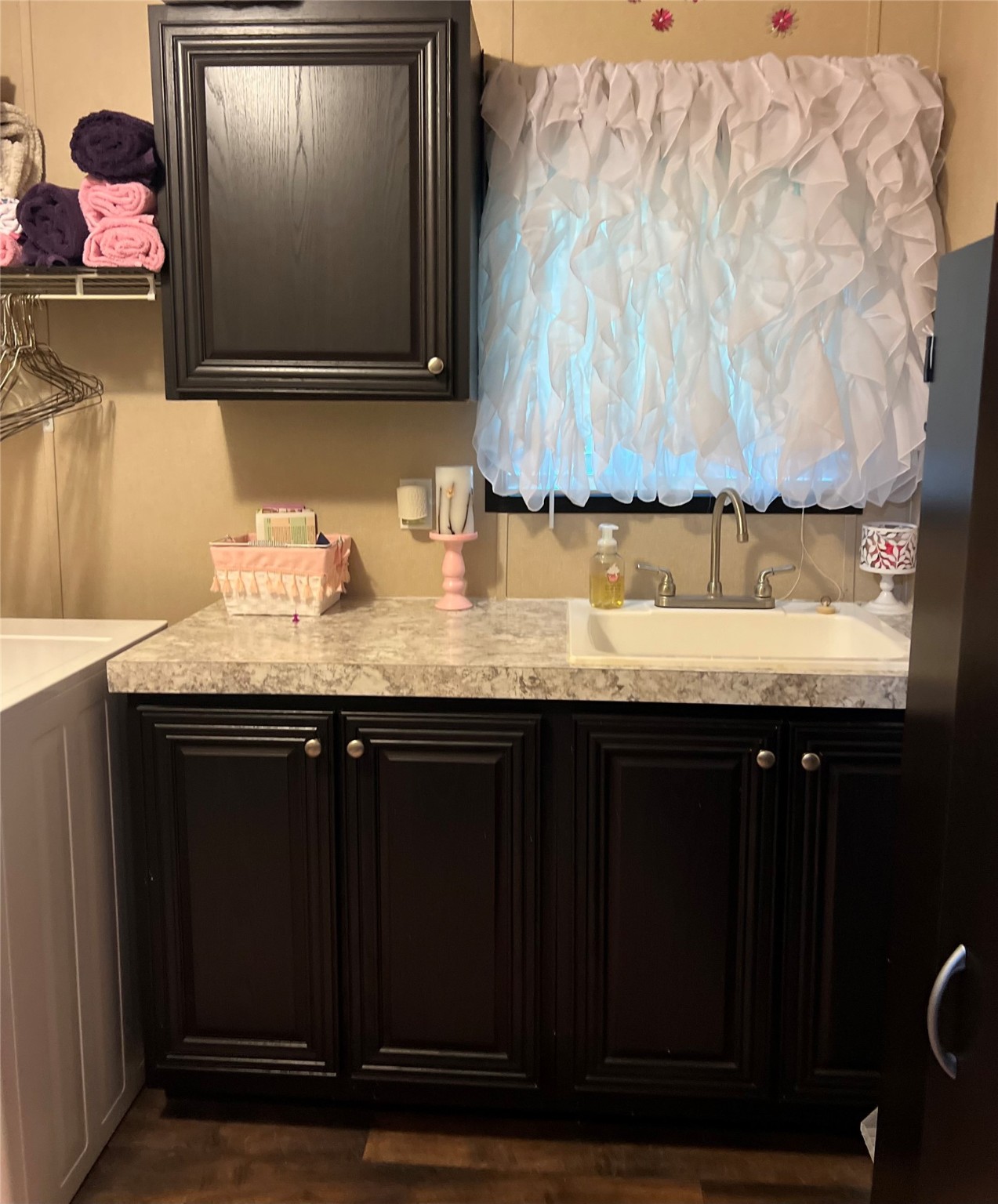73 County Road 3703 Splendora, TX 77372 - Photo 9 of 14 a bathroom with a granite countertop sink and a mirror