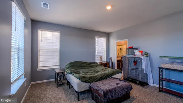 a living room with a bed furniture and a window