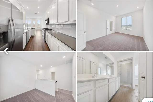 a view of a kitchen and an entryway