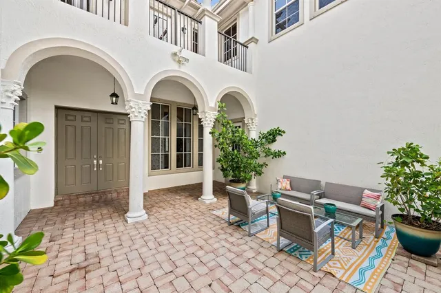 a building outdoor space with potted plants