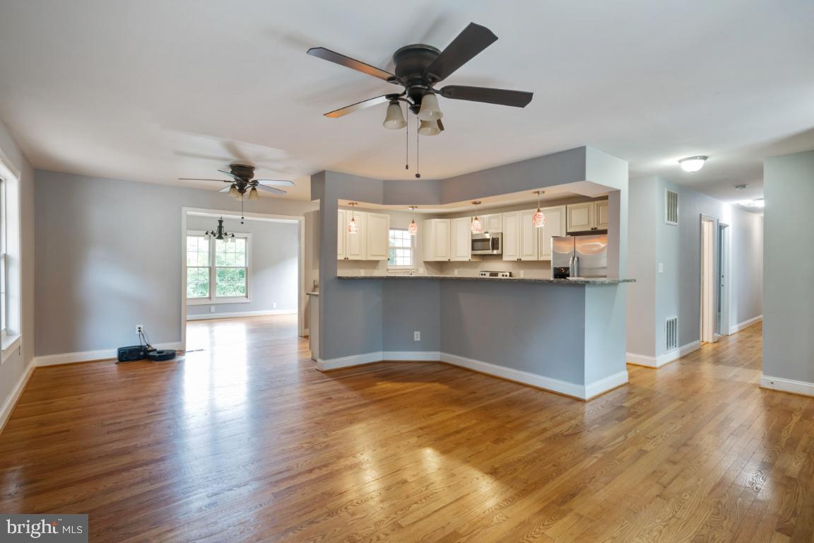Family room looking into kitchen
