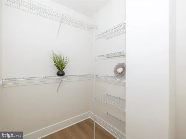 a view of small space with racks on the wall