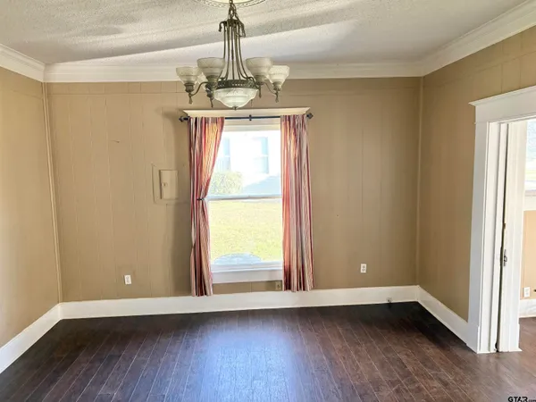 a view of a livingroom with a chandelier
