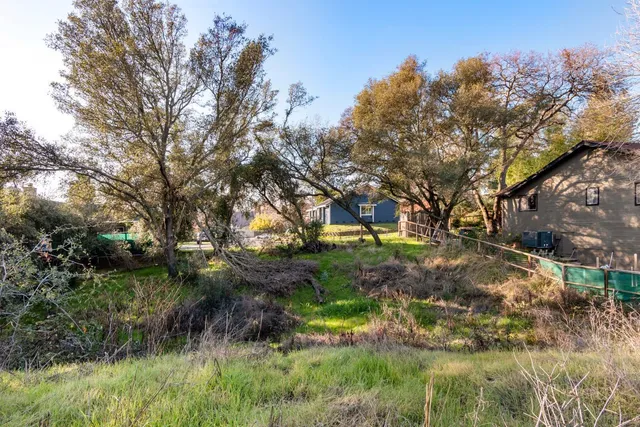 a backyard of a house with lots of green space