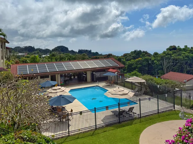a view of a terrace with furniture