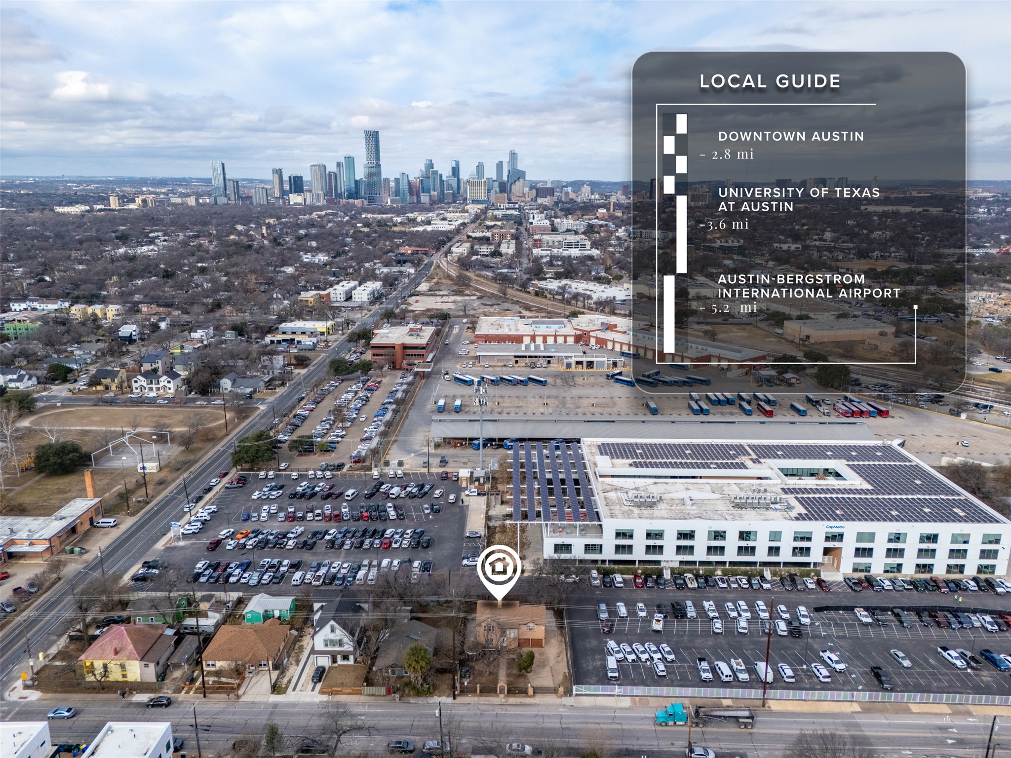 506 Tillery Street Austin, TX 78702 - Photo 2 of 12 Bird's eye view of city skyline