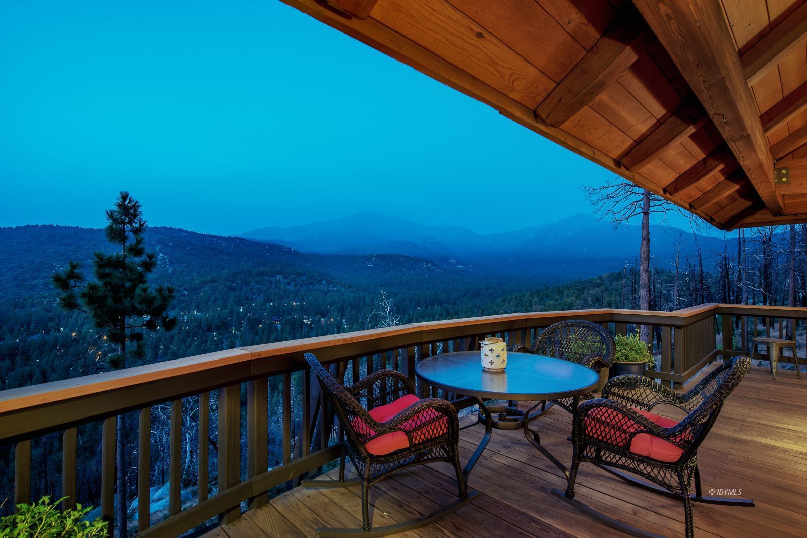 52430 Double View Drive Idyllwild, CA 92549 - Photo 73 of 75 a view of a balcony with furniture and wooden floor