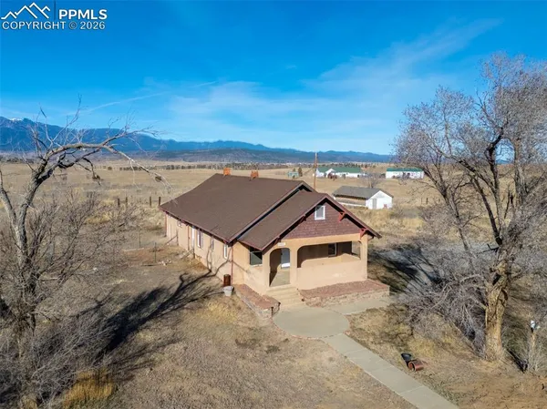 an aerial view of a house