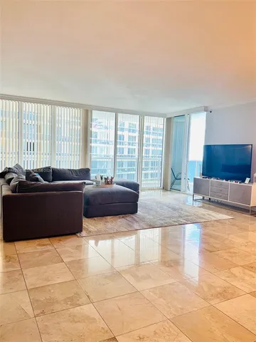 a large room with a large window