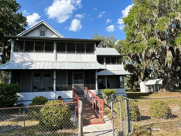 a view of a lake from a yard