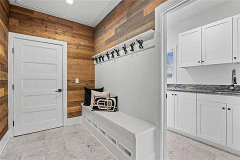 a bathroom with a bathtub and shower