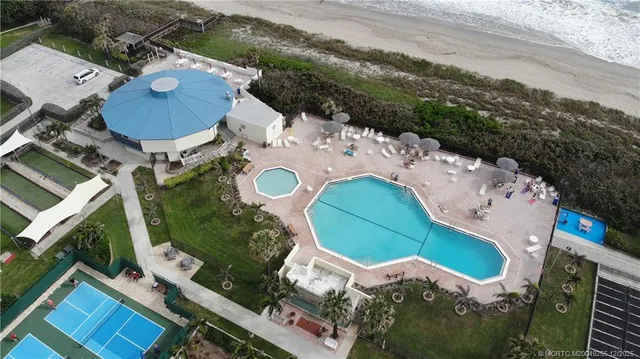 an aerial view of a house having outdoor space