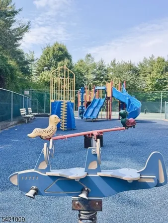 a view of a park with slide